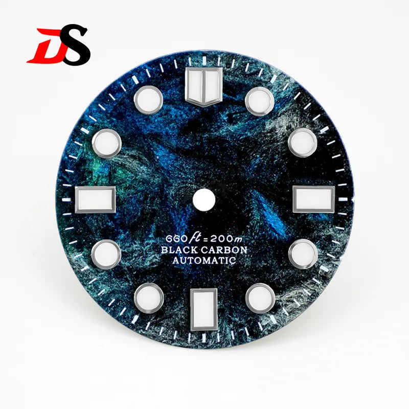 MM Index Lava Texture Carbon Fiber Dial Rich Color BWG9 C3 Lume for NH35 Movement No Date 28.5mm