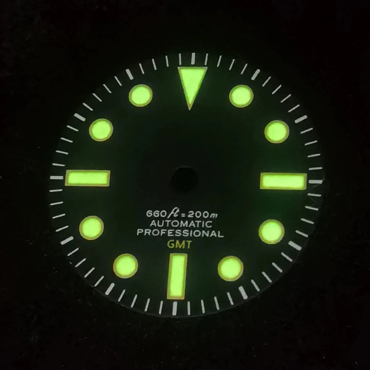 28.5mm GMT Retro Dial NH34A Movement Modified Velvet Black and Green Lume NH34 Modified Dial