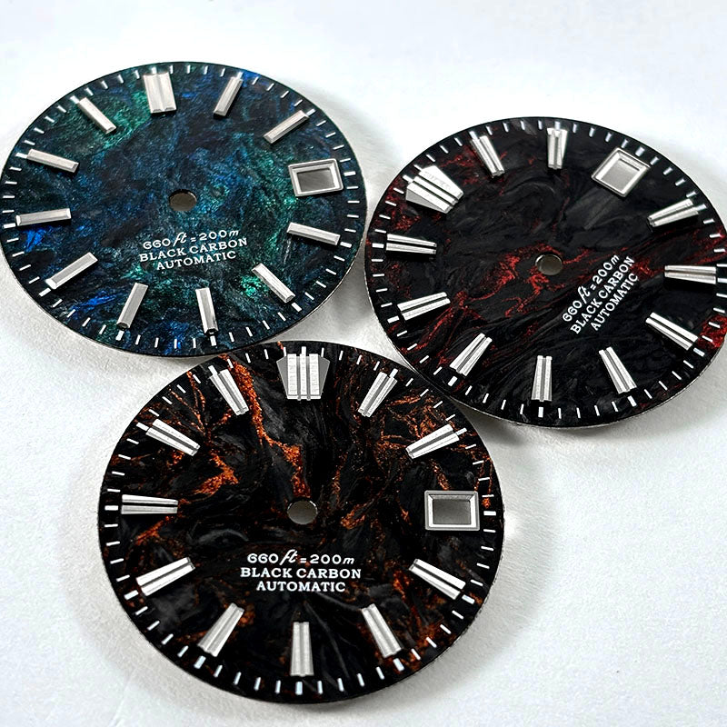 NH35 Dial Lava Carbon Fiber BGW9 Lume for NH38 Movement 28.5MM