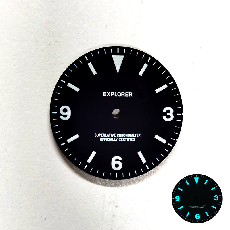 28.5mm Retro EXPII Blue Lume Matte Dial Custom Logo Text