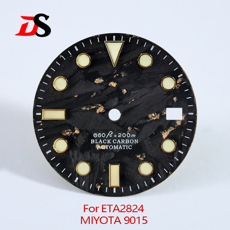 YM Index 28.5MM Carbon Fiber BGW9 C3 Lume for MIYOTA 9015 /ETA2824 Movement