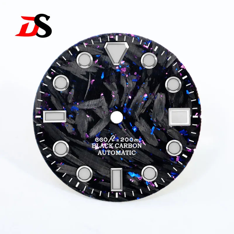 28.5mm Dial Broken Carbon Fiber Dial BGW9 C3 Lume Fit NH35 Movement