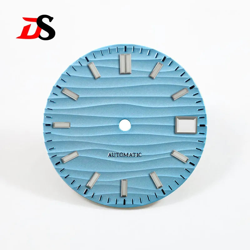 Wave Dial 28.5mm Blue Lume 3 O'clock Date for NH35 Movement NH34