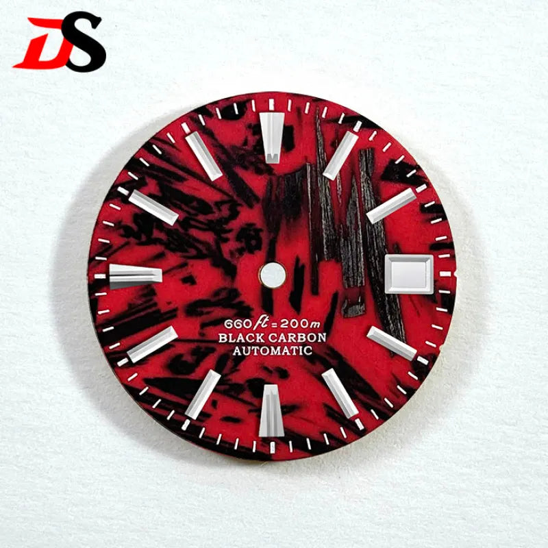 28.5mm Red Carbon Fiber Dial GS MOD No Lume NH35 Movement