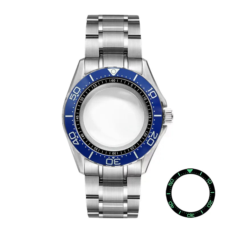 40mm Watch Case Blue Bezel GMT NH34 Movement Green Lume