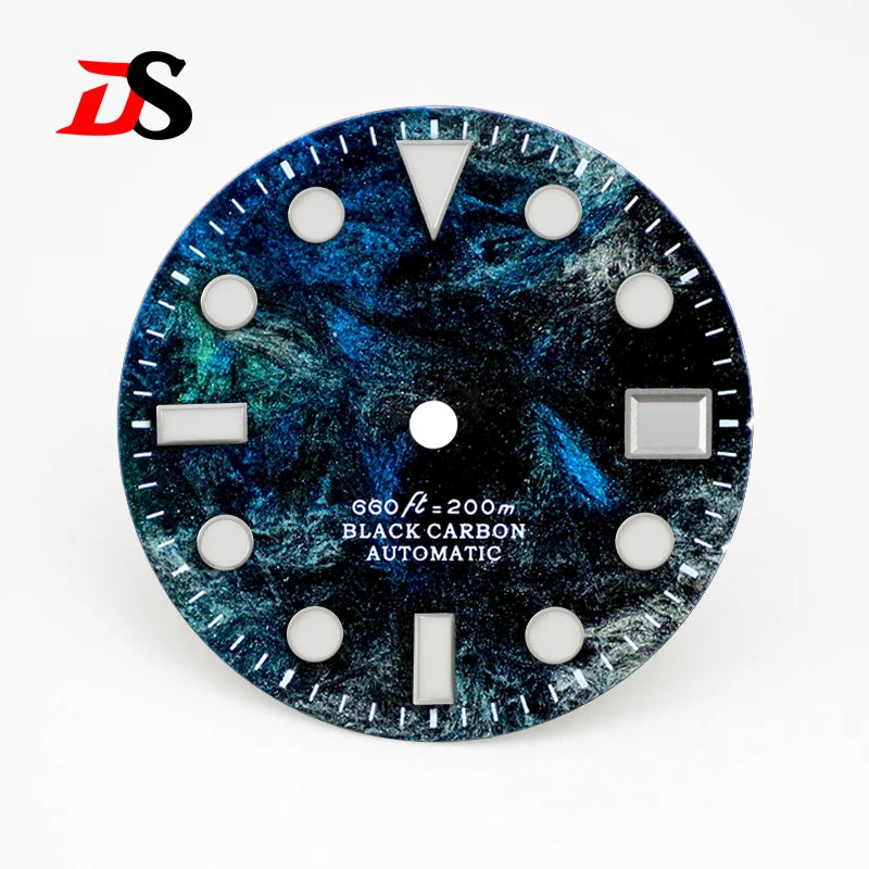 28.5mm dial No Date Rich Color Lava Dial YM Index Carbon Fiber Dial BGW9 C3 Lume for NH35 Movement