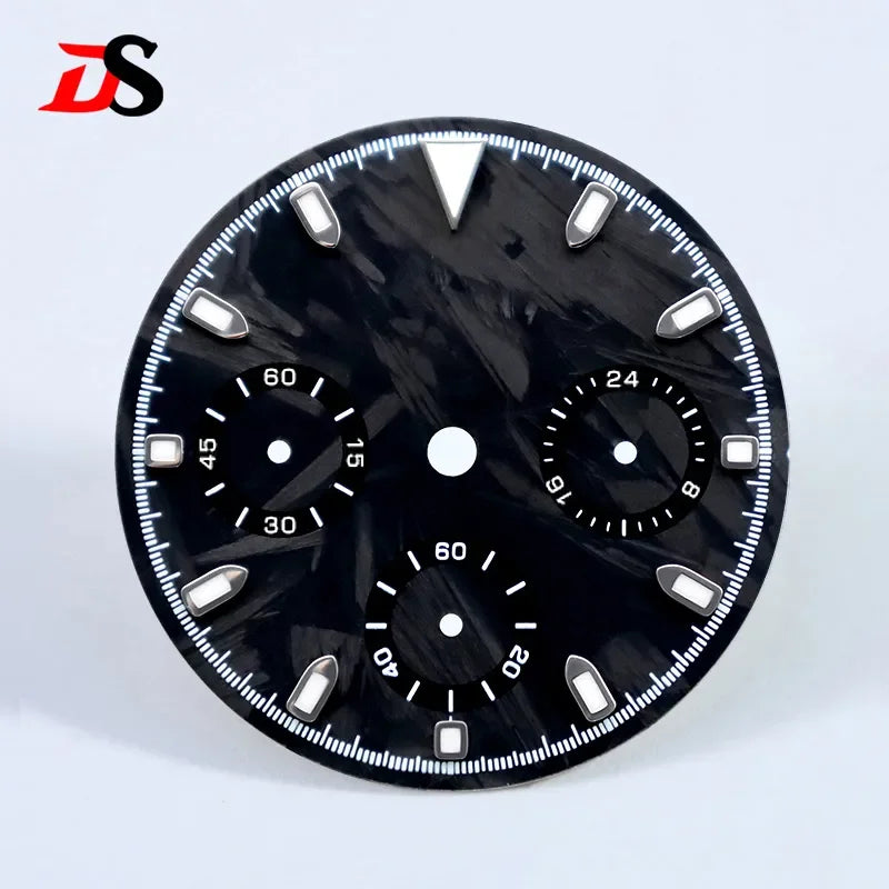 Carbon Fiber Dial Blue Lume for VK63 Movement 29.5mm Black Lume