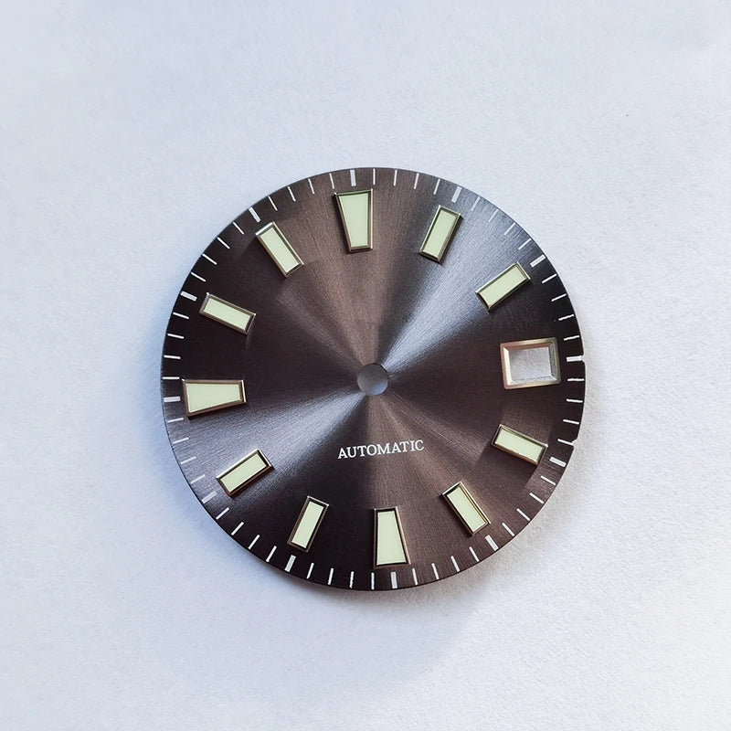 Sunburst Dial Green Lume Modified Watch NH35 Movement 28.5mm Dial