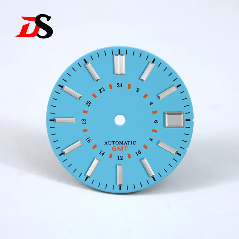 Sunburst 24-hour GMT Sun Pattern blue luminous Dial NH34 Movement 28.5mm