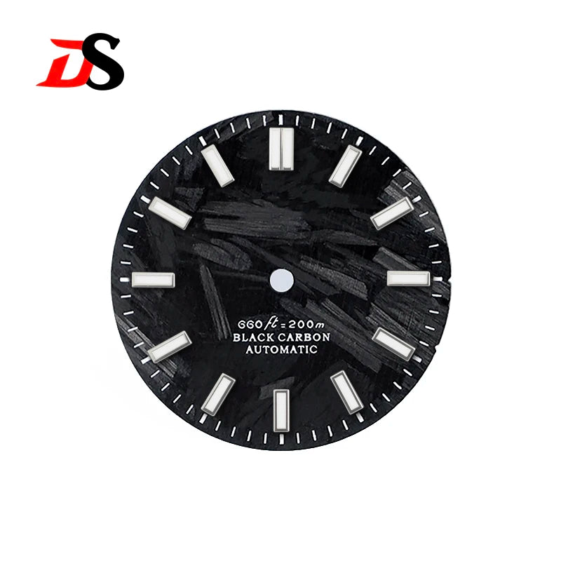 Black 28.5mm Carbon Fiber Dial No Date Series NH35 ETA2824 SW200 MIYOTA 9015 9039 Movement