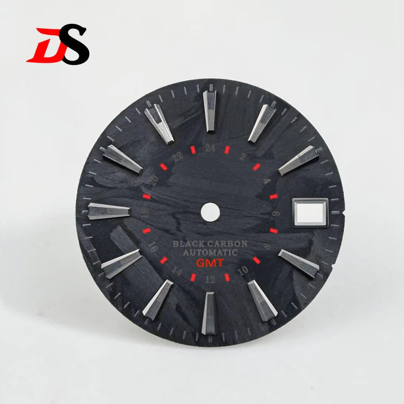 Black Carbon Fiber Dial 28.5mm NH35 Dial Black Black Lume Bar Index