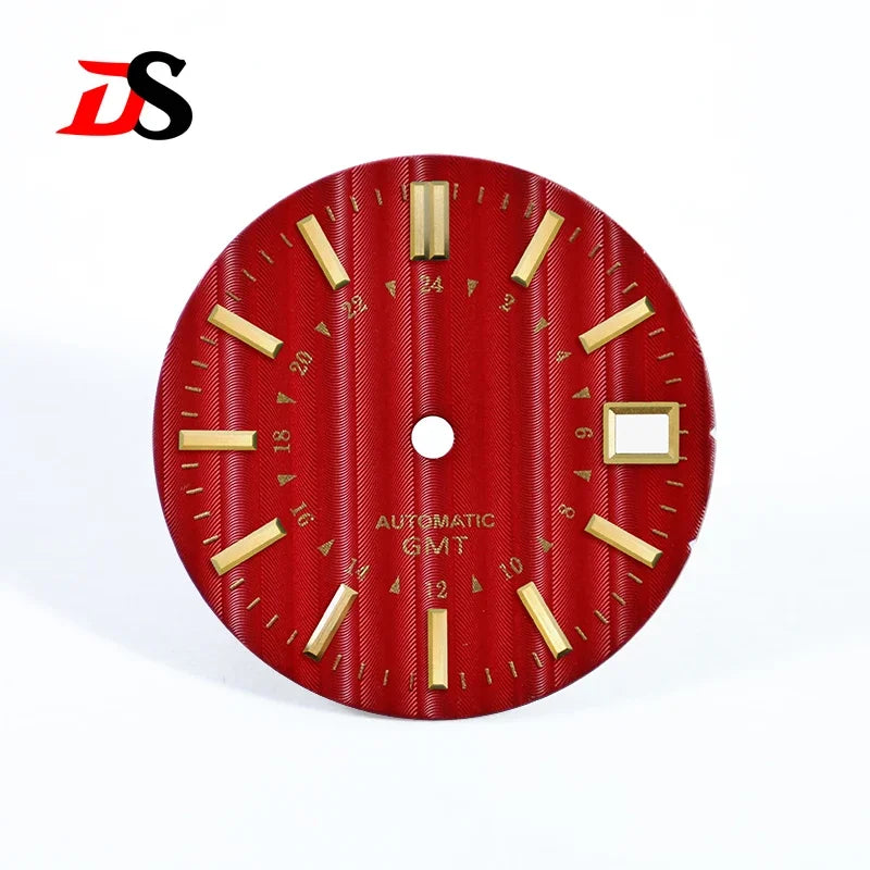 28.5MM Dial Bamboo Pattern Gold Text Sunburst No Lume for NH34 GMT NH35 Movement