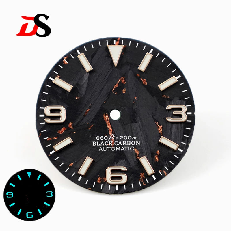 DS 369 EXP Carbon Fiber Dial blue/green lume 28.5mm NH35 – DSWATCH