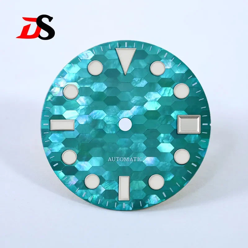 28.5mm Dial Blue Mosaic Mother-of-pearl Dial BGW9 C3 Lume MOD NH35 Movement
