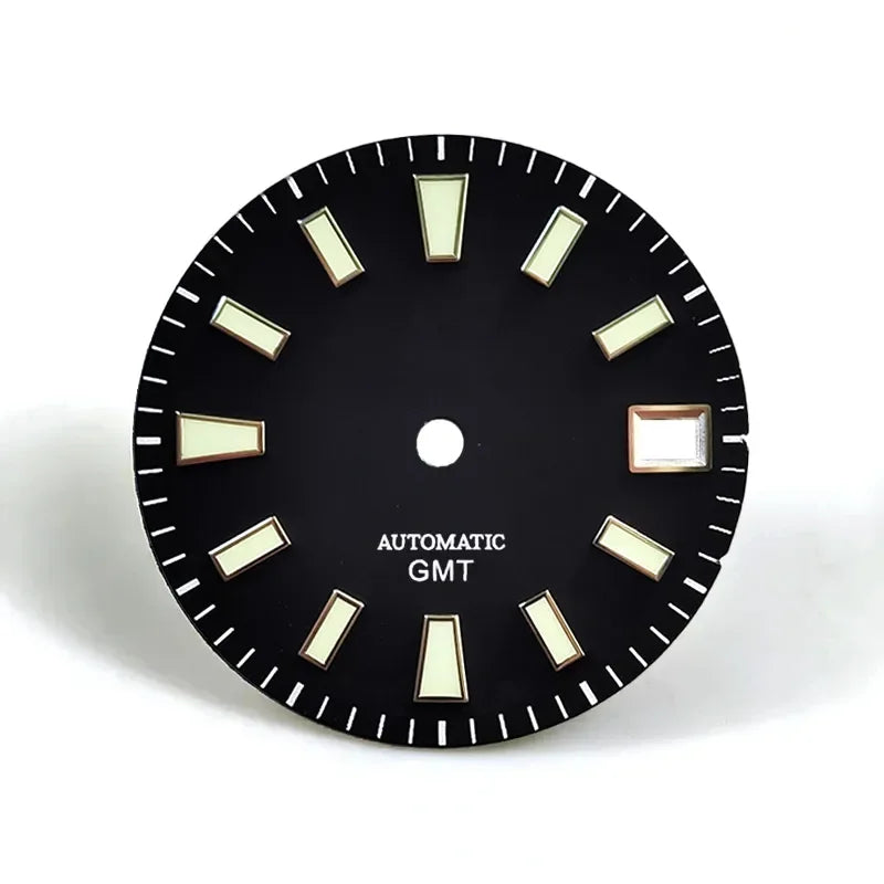 28.5mm Sunburst Dial Green Lume NH34GMT Movement Modified Watch