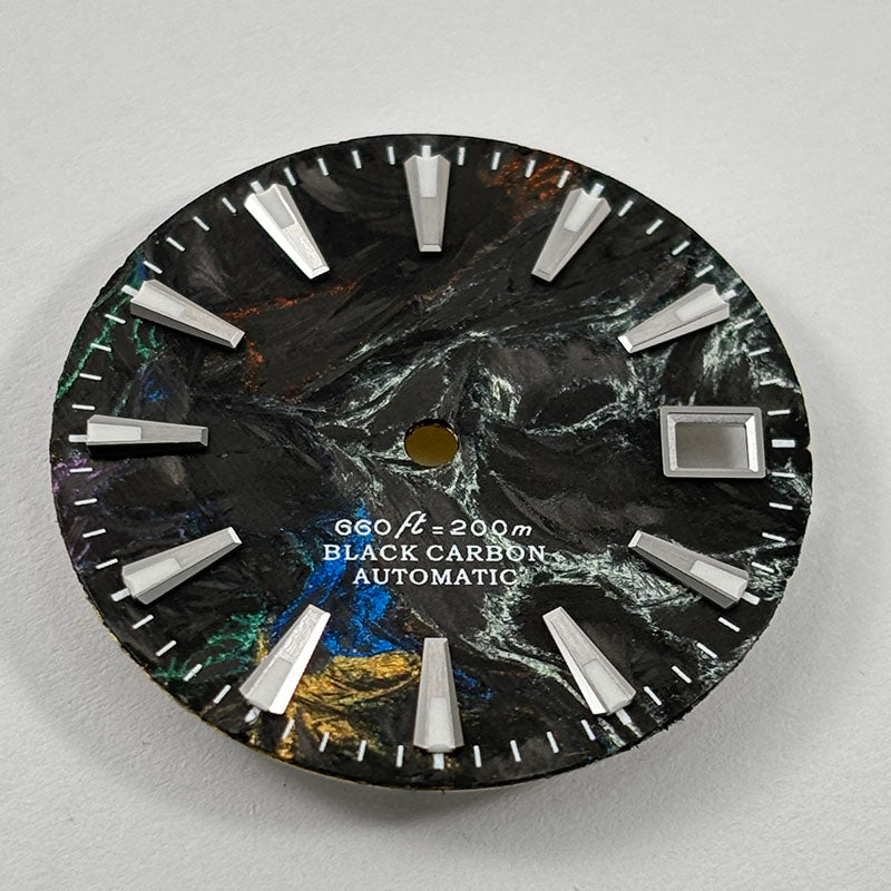 28.5mm Rich Color Lava Texture Carbon Fiber Dial BGW9 C3 Lume for NH35 Movement No date