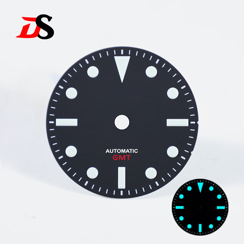 Matte Dial NH34 date and no date Blue Lume GMT 28.5mm