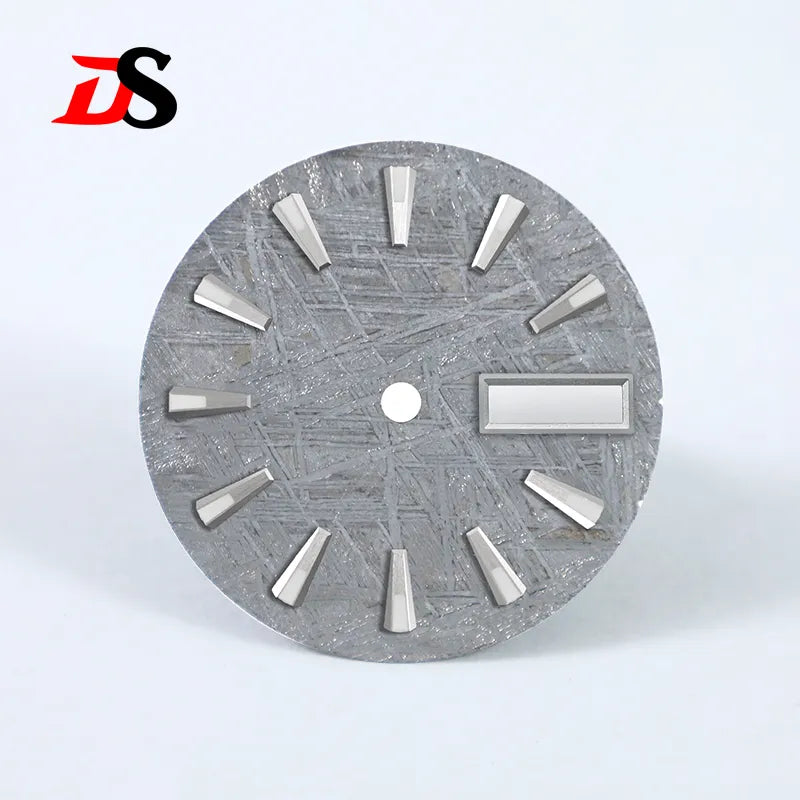 Natural 28.5mm Grey Meteorite Dial Day Date No Lume NH36 Movement No Tick Mark