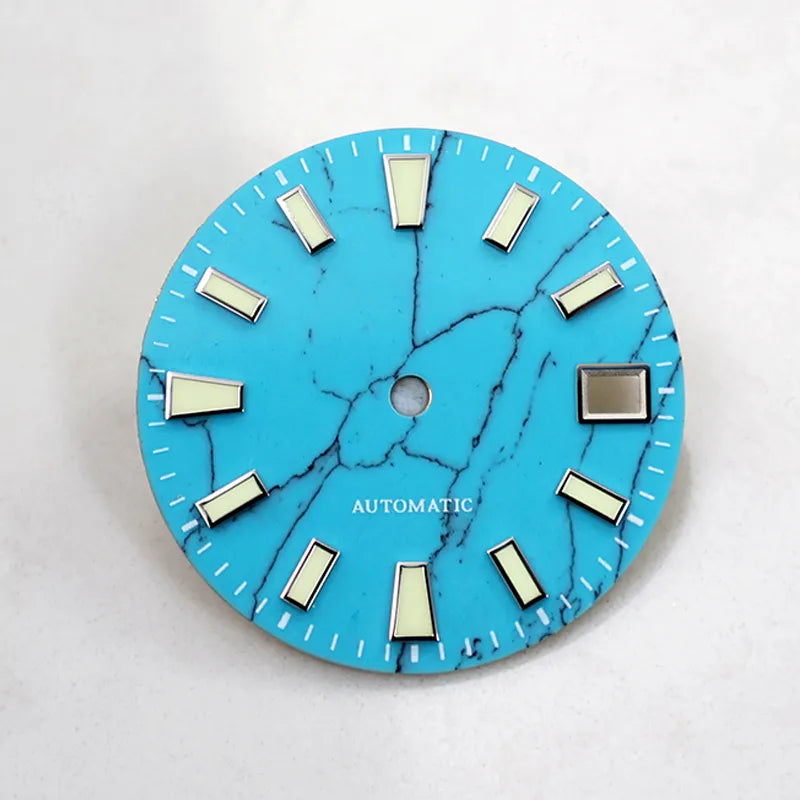 28.5mm turquoise dial Mod accessories Nh35 date custom logo