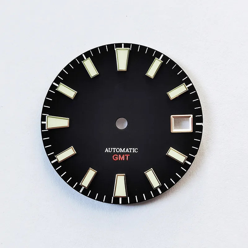28.5mm Sunburst Dial Green Lume NH34 GMT Movement Modified Watch