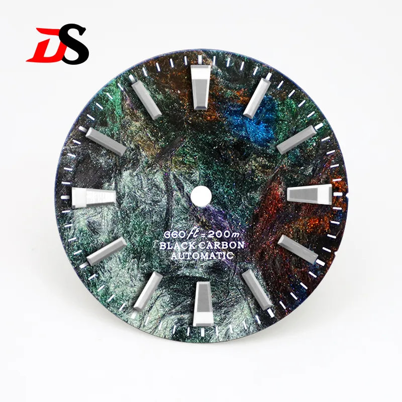 Rich Color Texture Carbon Fiber Dial BGW9 Lume for NH35 Movement 28.5mm Dial No date/3o'clock date