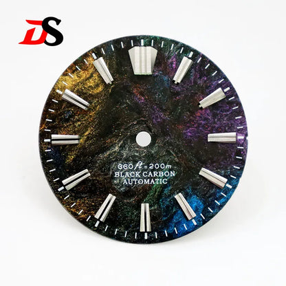 28.5MM Lava Carbon Fiber Dial No Lume Rich Color for NH35NH36 Movement No Date/3o'clock Date
