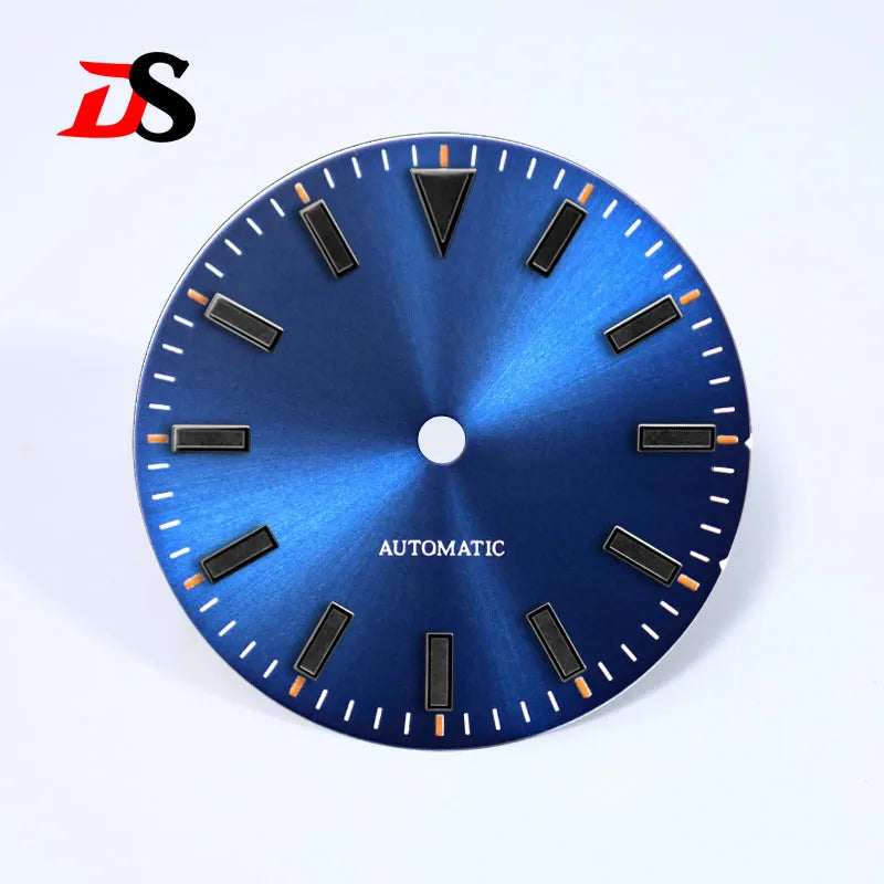 No Date 28.5mm Watch Dial Matte Sunburst Dial Black Lume NH35 Movement