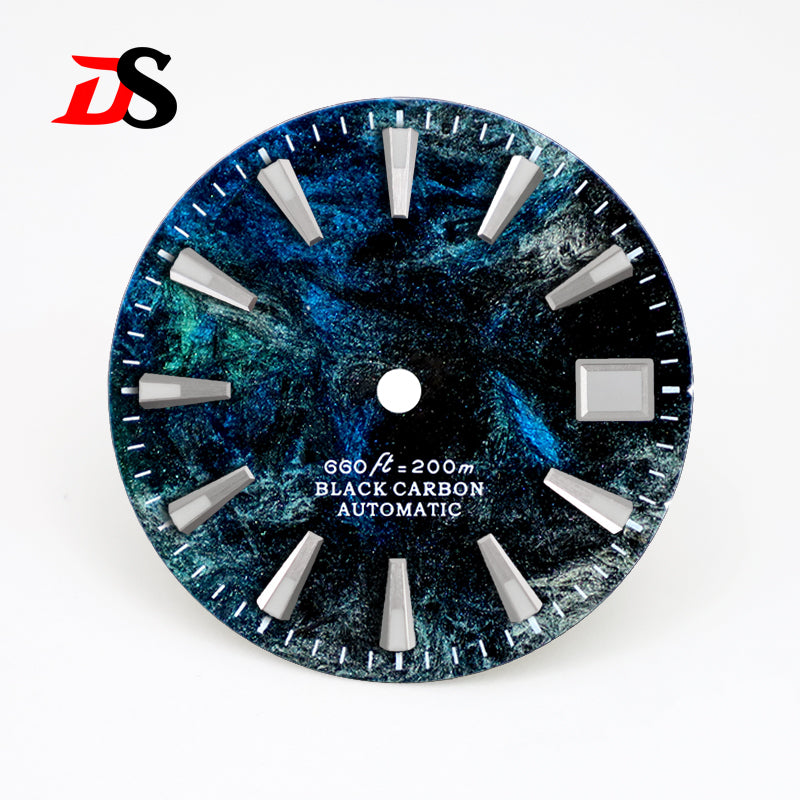 28.5mm Dial Rich Color Lava Texture Carbon Fiber Dial BGW9 C3 Lume for NH35 Movement 3o'clock date