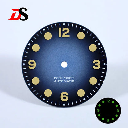 28.5mm Retro 369 Number Dial Gradient Matte Dial Green Lume for NH35NH38 Movement No Date Dial