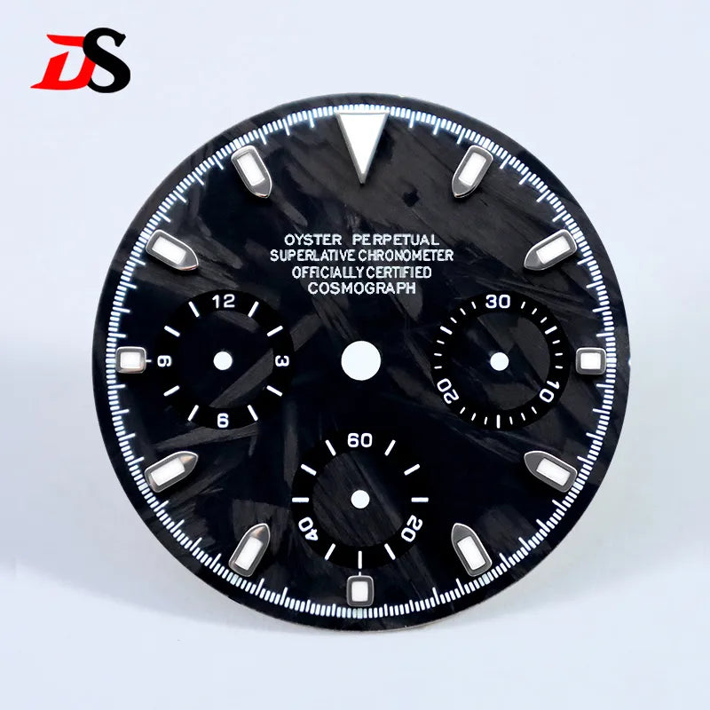 29.5mm Dial Carbon Fiber Blue Lume for VK63 Movement Black Lume