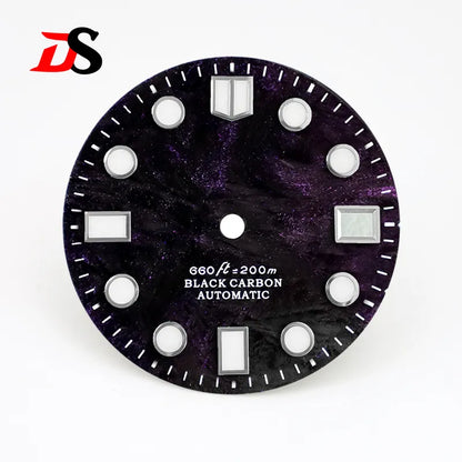 Rich Color Lava Texture Carbon Fiber Dial BGW9 C3 Lume for NH35 Movement 28.5mm Dial 3o'clock date
