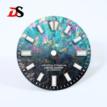 28.5mm Ice Crystal Titanium Dial Blue Lume NH35 Movement
