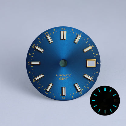 Sunburst date dial NH34 GMT blue lume