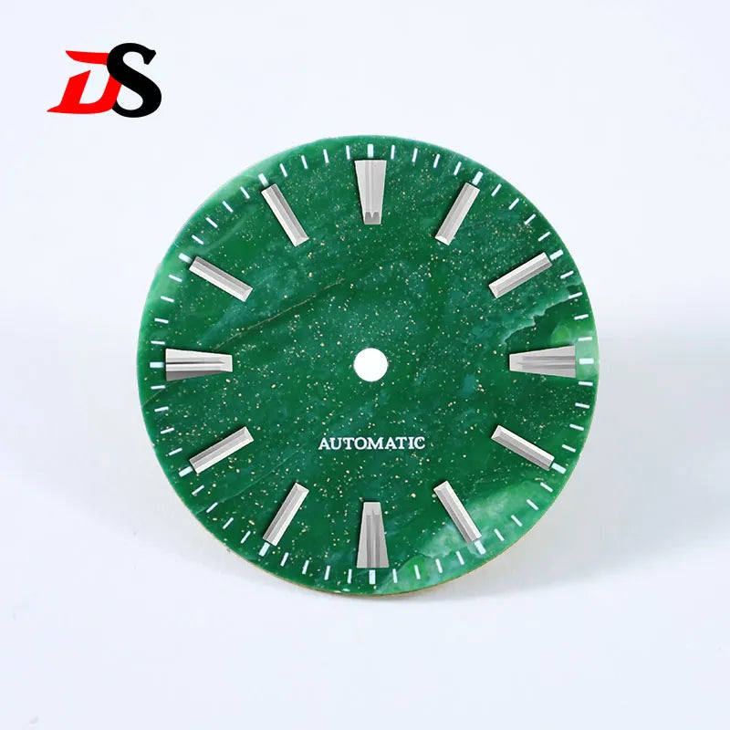 African Jade 28.5mm Dial No Lume NH38 Movement Date Blue Lume Stone Dial