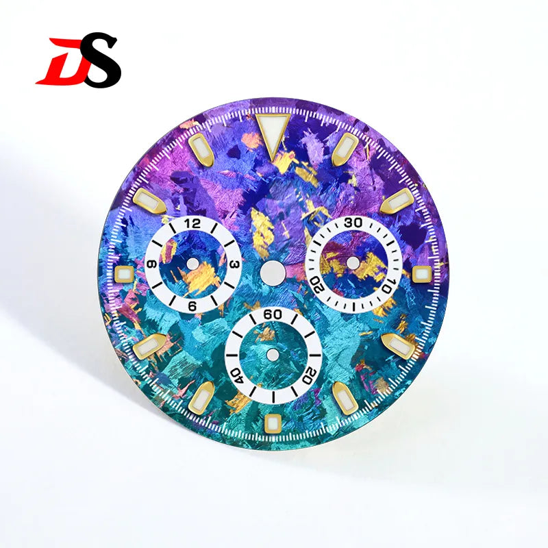 29.5mm Ice Crystal Titanium Dial for 4130 Movement Blue Lume Watch Accessories
