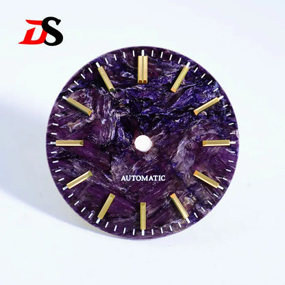 28.5mm Dial Purple Dragon Crystal Natural Purple Stone No Lume NH38 Movement 3 O'clock Date/No Date