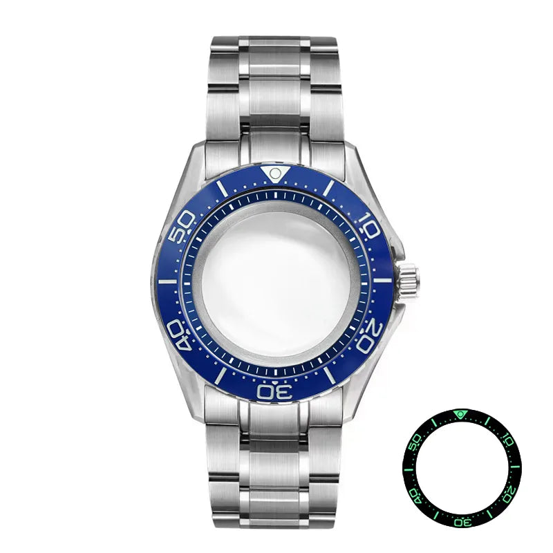 40mm Watch Case Blue Bezel GMT NH34 Movement Green Lume