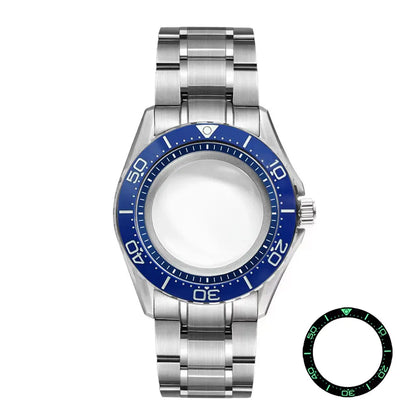 40mm Watch Case Blue Bezel GMT NH34 Movement Green Lume