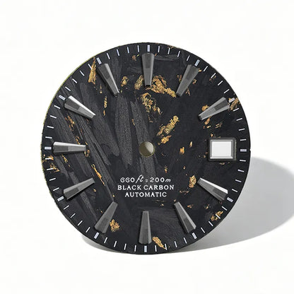 NH35 Dial Omg Broken Carbon Fiber Dial 28.5MM Black Lume NH35 NH36 Movement Custom Logo Watch Accessories