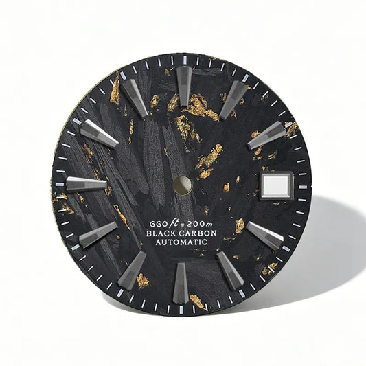 NH35 Dial Omg Broken Carbon Fiber Dial 28.5MM Black Lume NH35 NH36 Movement Custom Logo Watch Accessories
