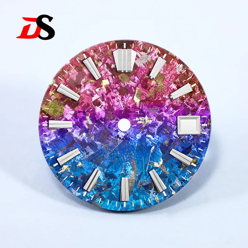 Gradient Sea Blue Watch Dial Crystal Titanium Texture NO Lume NH35 Movement 28.5mm