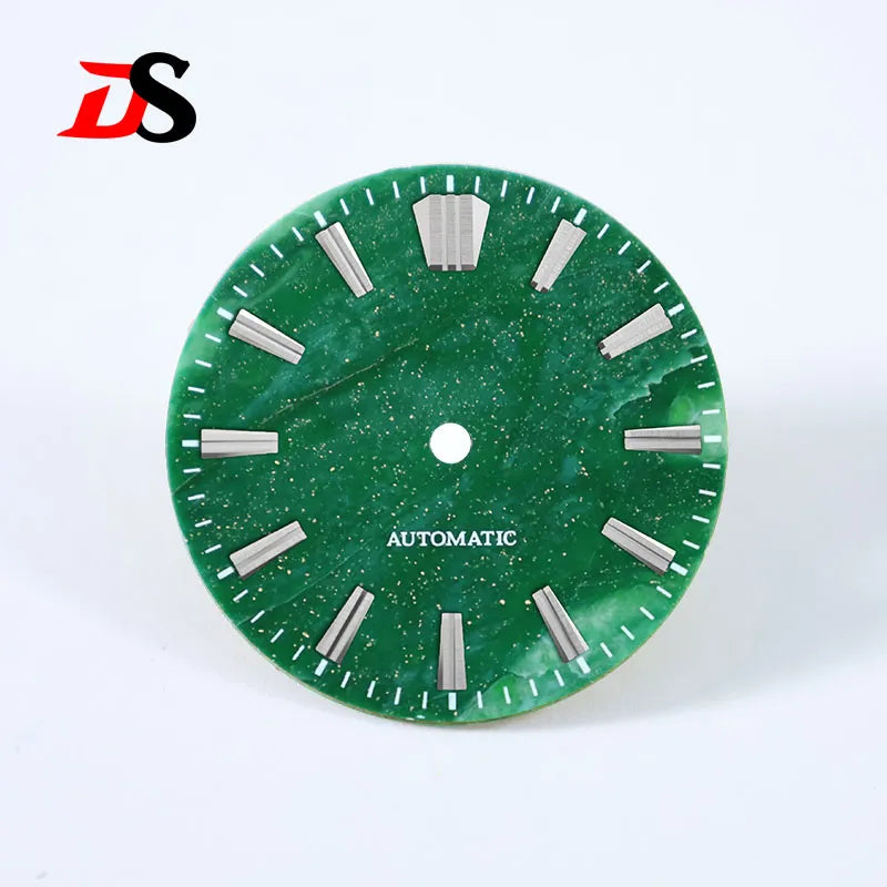 African Jade 28.5mm Dial No Lume NH38 Movement Date Blue Lume Stone Dial
