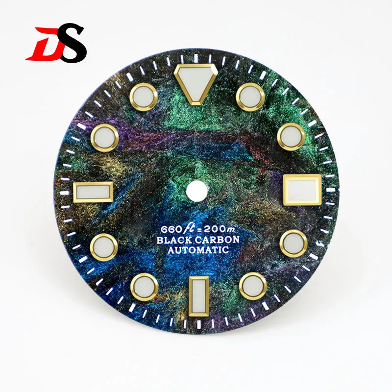 High Quality Rich Color Lava Carbon Fiber Dial Blue Lume 28.5MM Dial for NH35 Movement 3o'clock date