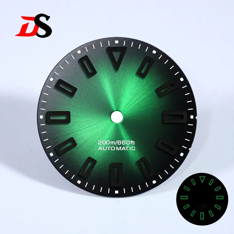 28.5mm Matte Dial Hollow Index Dark Green Lume SKX007 for NH36 Movement 3 O'clock date