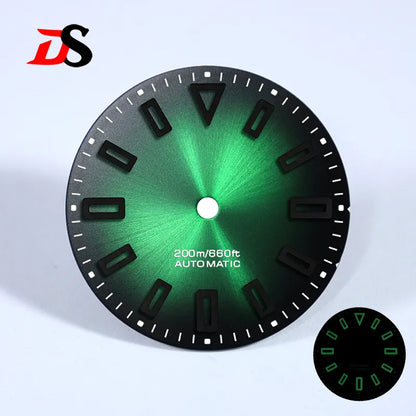 28.5mm Matte Dial Hollow Index Dark Green Lume SKX007 for NH36 Movement 3 O'clock date