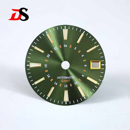 Sunburst 24-hour GMT Sun Pattern blue luminous Dial NH34 Movement 28.5mm