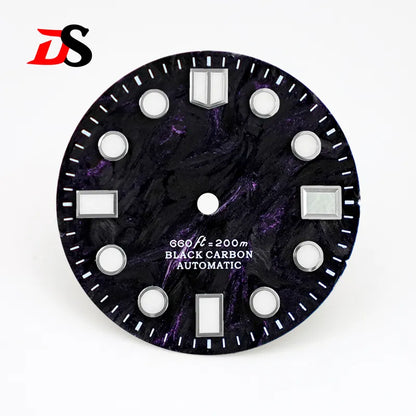 Rich Color Lava Texture Carbon Fiber Dial BGW9 C3 Lume for NH35 Movement 28.5mm Dial 3o'clock date