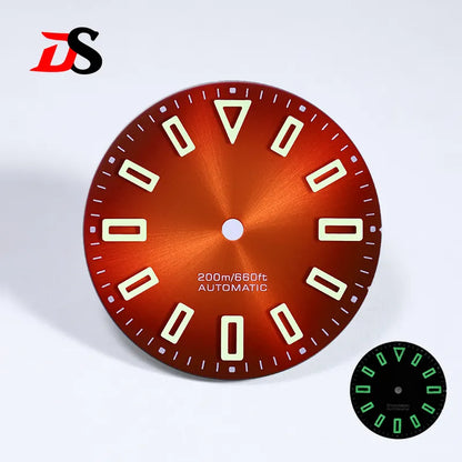 28.5mm Matte Dial Hollow Index Green Lume SKX007 for NH35 Movement