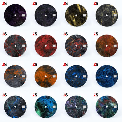 28.5mm Carbon Fiber Dial Rich Color Lava Texture Blank Surface NH35NH38 Movement Date