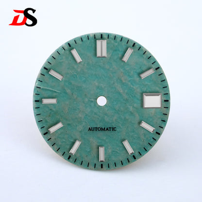 NH35 Dial Tianhe Jade 28.5mm Black Tick Mark NH38 Movement Stone Dial No Date/ Date Blue Lume/no Lume